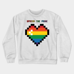 LGBTQ+ Spread The Pride - Rainbow Pixel Heart Crewneck Sweatshirt